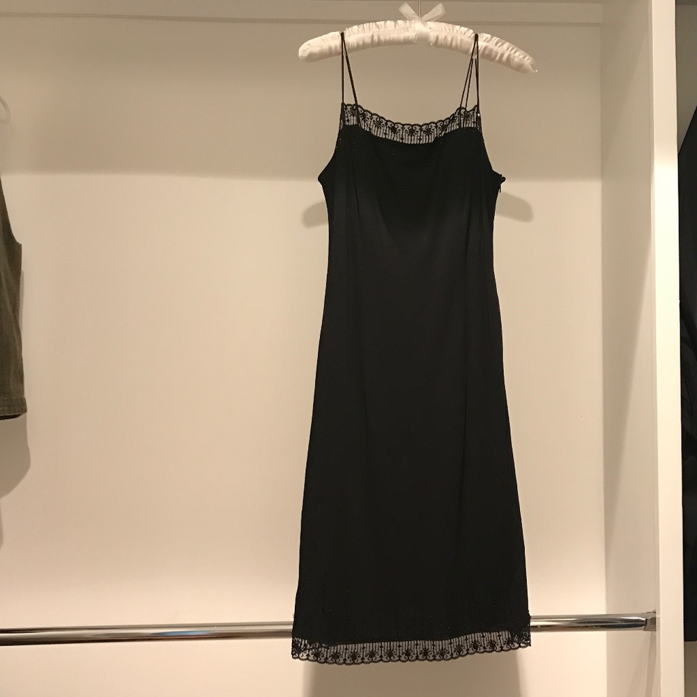 Black spaghetti strap georgette dress